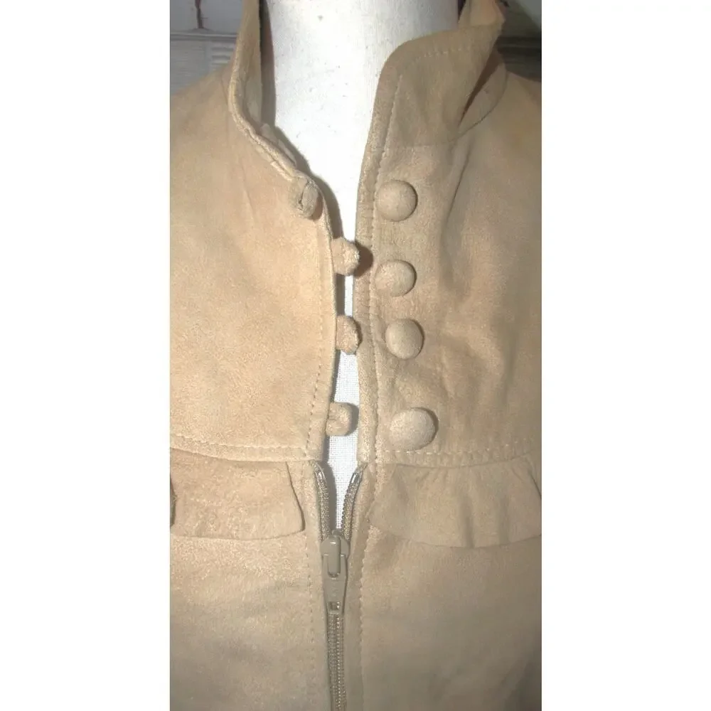 Vtg 70's PIONEER WEAR fit 8 Tan Suede Leather Ruffle Jacket & Skirt Western Boho - Picture 12 of 16